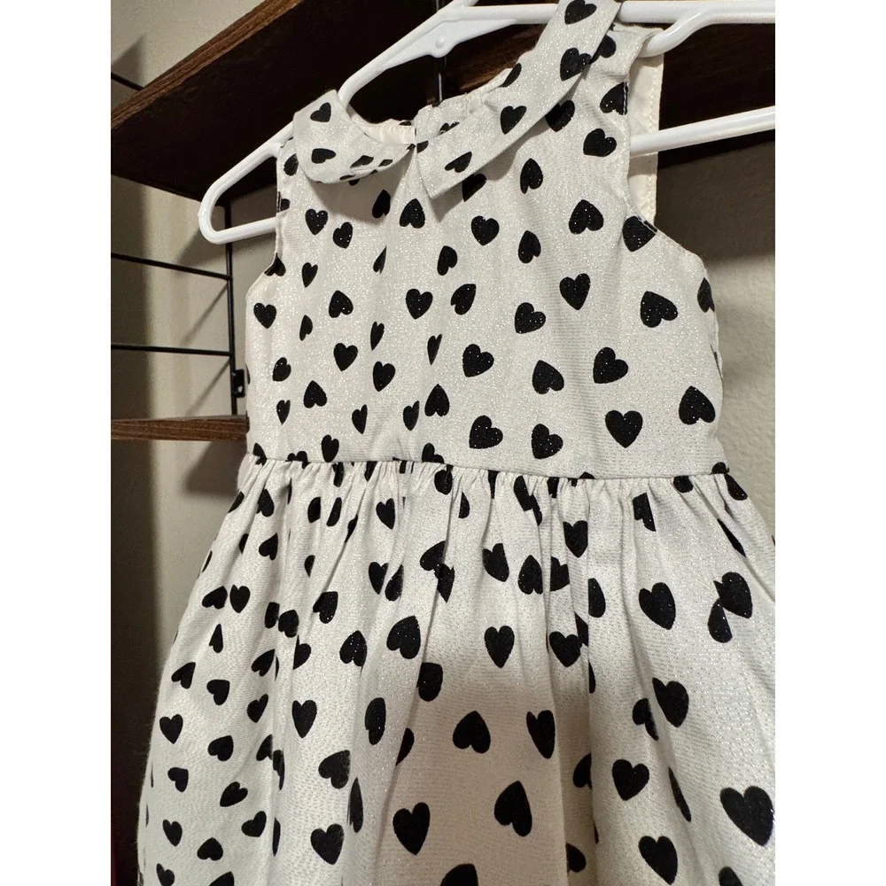 Carter's Dress Collared White & Black Heart Print Mod Special Occasion 6 Months
